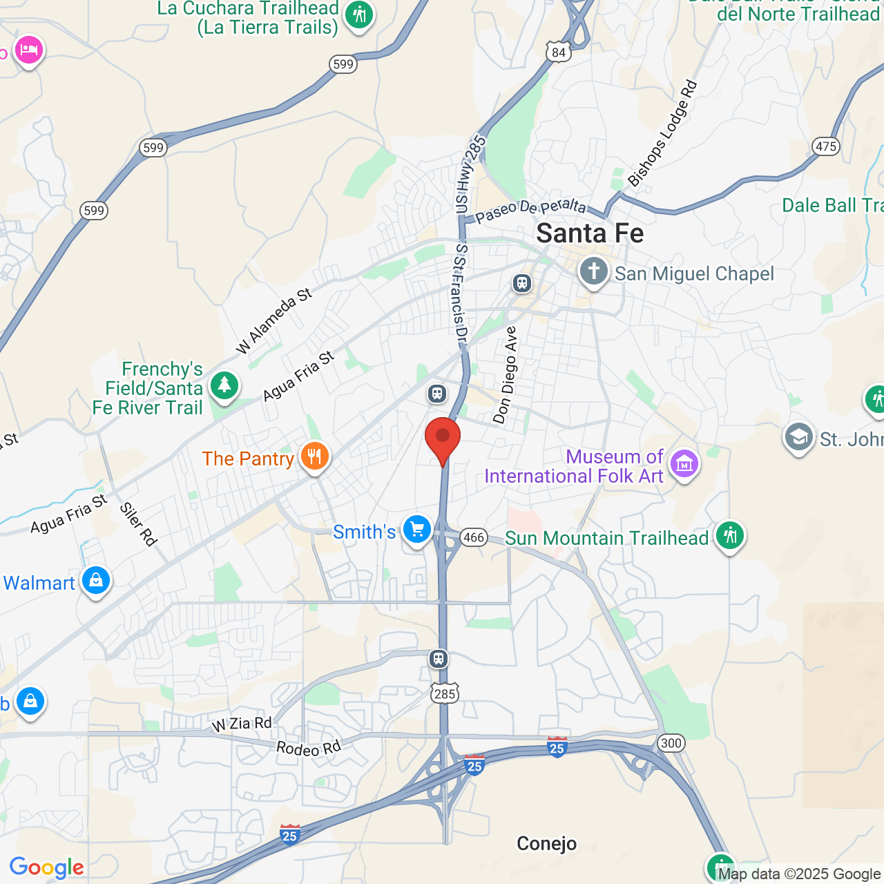 Google map image of our location in 1442 S St Francis Dr Santa Fe, NM